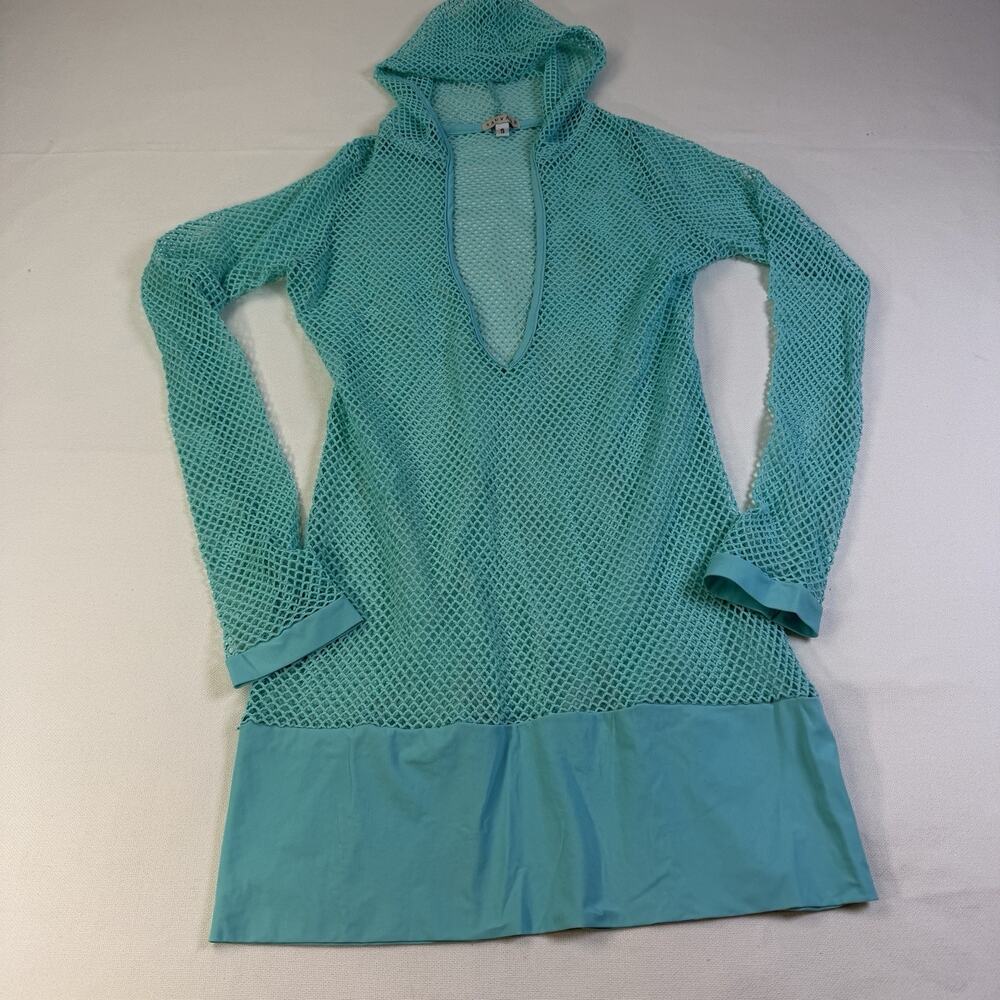 Savage Swimwear Aqua Hoodie Mesh Swimsuit Coverup Beach Size S Italy Sporty